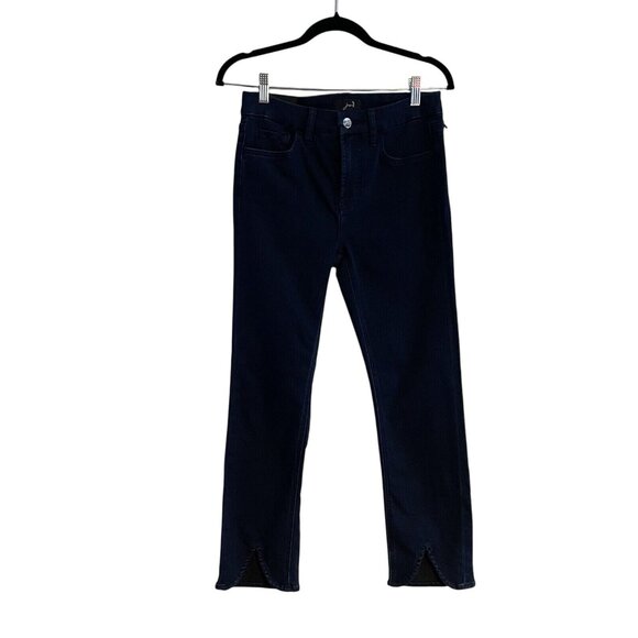Jen7 Womn 2 Dark Wash Denim Sculpting Mid-Rise Tulip Hem Ankle Straight Jean NWT - Picture 1 of 14